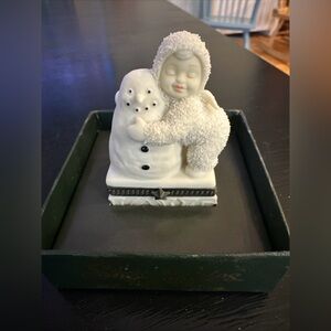Snowbabies I Love You Vintage 90’s Bisque porcelain hinged box department 56